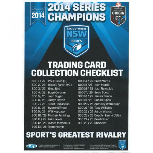 2014 martin guitars ESP martin guitar strings acoustic NRL martin guitar case Limited, martin d45 NSW martin acoustic strings State of Origin Champions Trading Card Collection #2 image